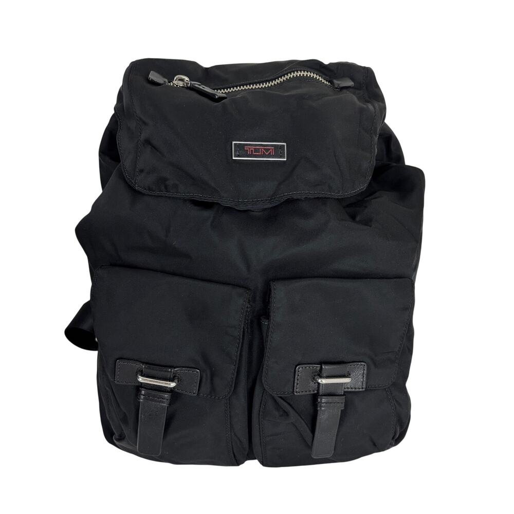 TUMI Black Nylon Voyageur Basel Backpack Pockets